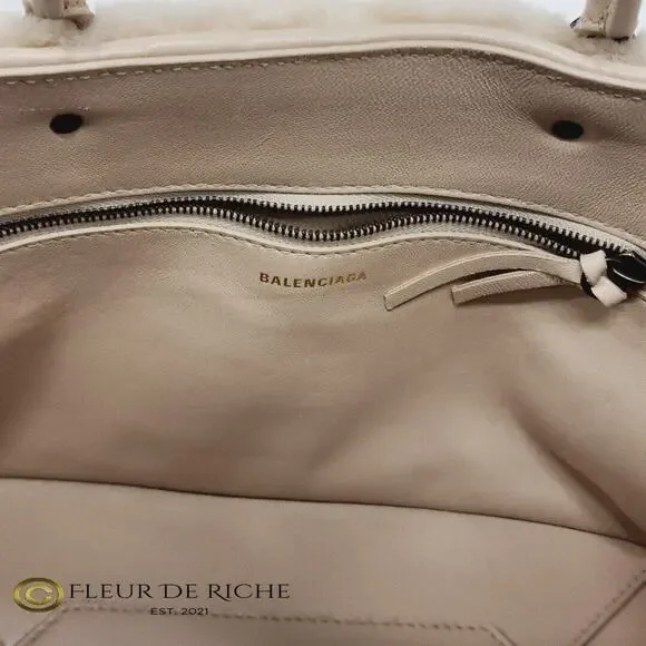 Balenciaga Papier Merino Lamb Wool Tapioca Beige Satchel Bag 410238 - Picture 5 of 7